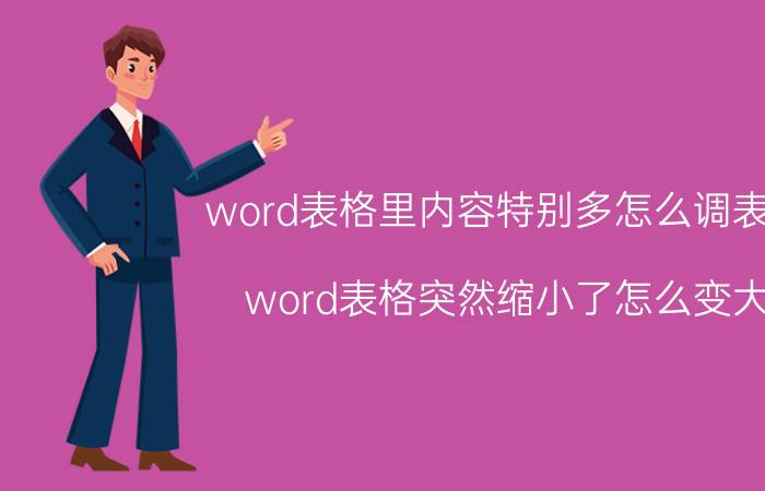 word表格里内容特别多怎么调表格 word表格突然缩小了怎么变大？